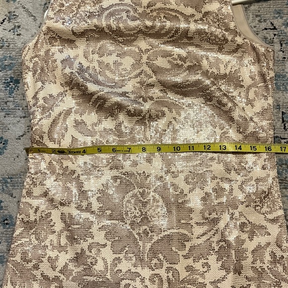Lauren Ralph Lauren Champagne Sequin Floral Jacquard Dress - Picture 4 of 15